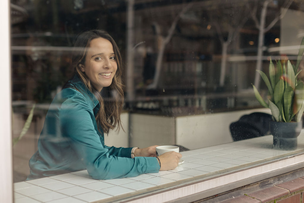 Amanda with a coffee!