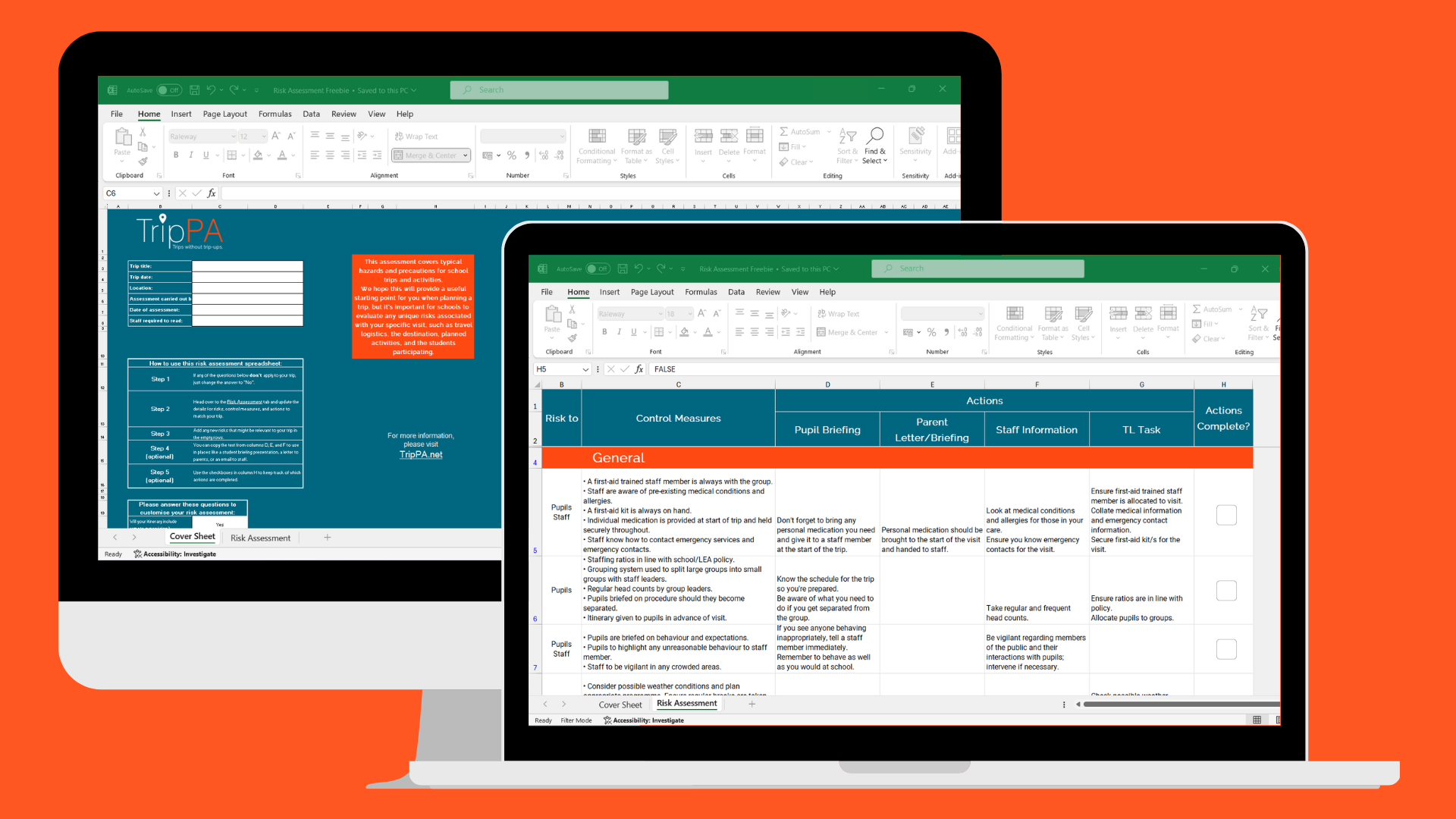 TripPA Risk Assessment Generator on desktop and laptop.