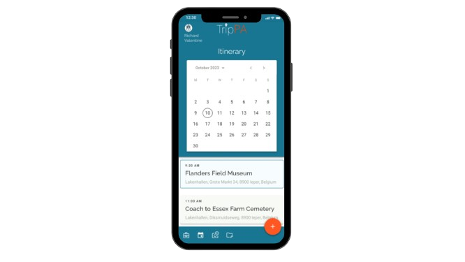 Mobile with TripPA School Trip Management App Itinerary View