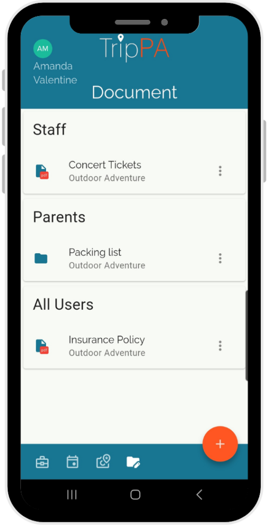 View of Document Manager on Mobile App