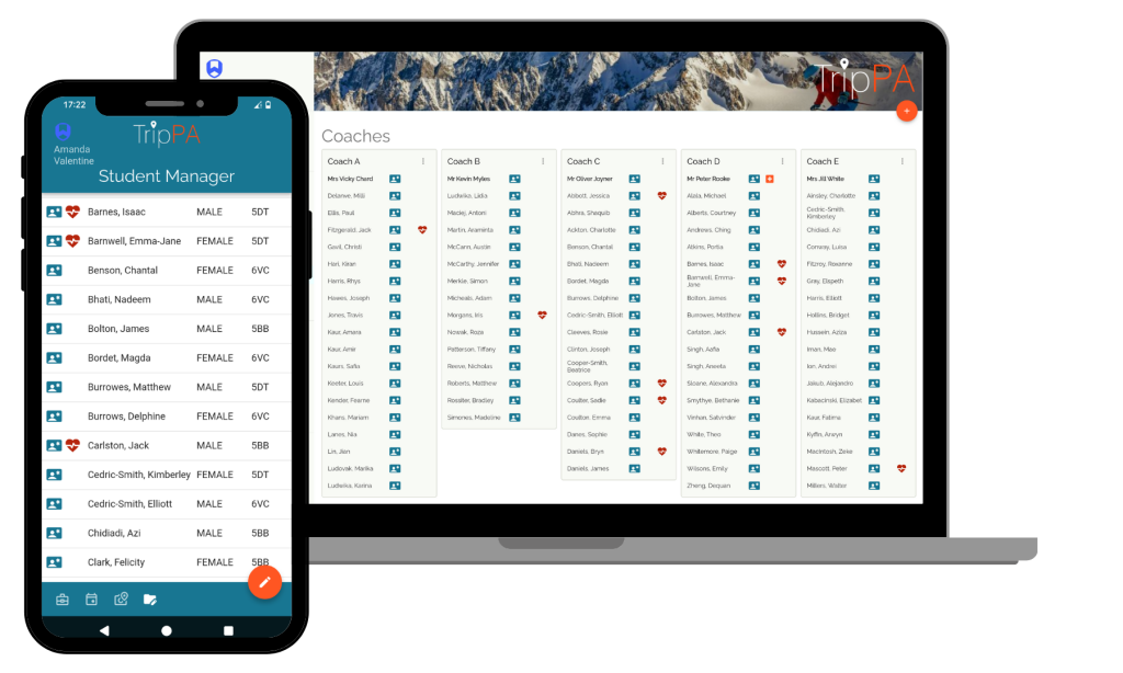 TripPA Student and Staff Manager allows staff to view key details on the go.